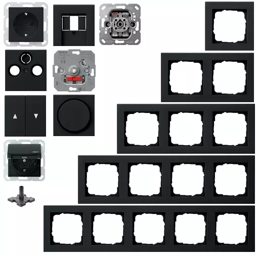 GIRA System 55 E2 Schwarz MATT Steckdose Abeckungen Wippe Schalter - Auswahl