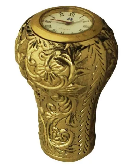 Diseñador latón reloj bola cabeza mango estilo sólo bastón de madera regalo