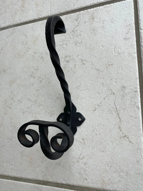 Patères Anciennes En Fer Forgé Et Porcelaine – Porte-manteau Mural Vintage