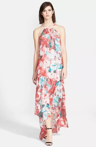 $297 NWT Parker Kansas Assymetrical Hem Maxi Dress in Salsamonet Sz XS 3