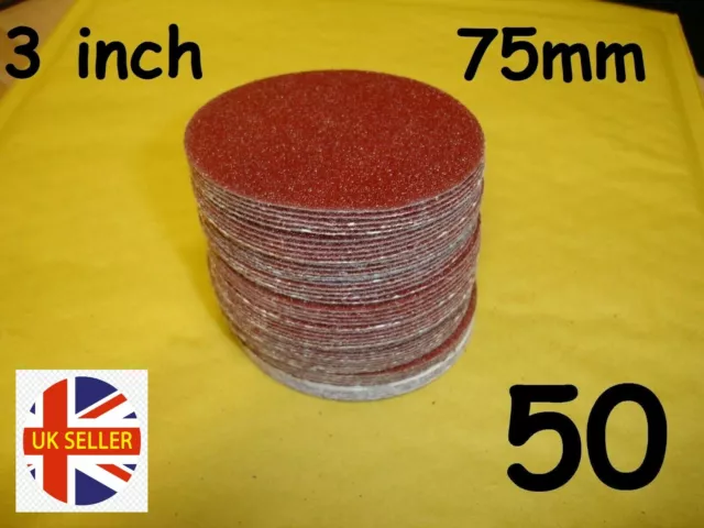 75mm 3 inch 3" Sanding Pads, discs Sandpaper 40 - 3000 grit - Hook & Loop