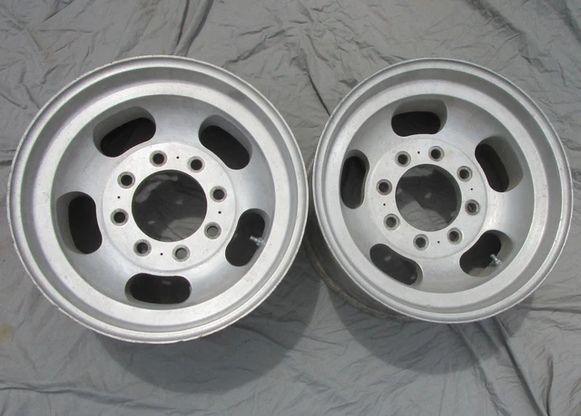 Vintage 8 Lug Aluminum Slot Mag Wheels 16.5X8.25 Pickup Truck Chevy Ford Dodge