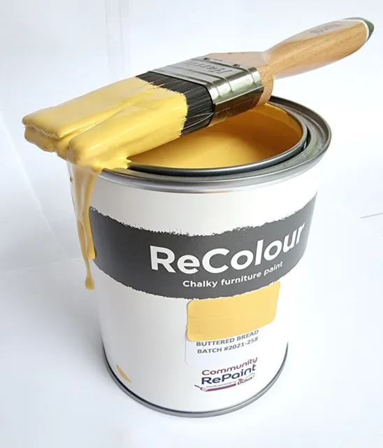Pintura de muebles ReColour pintura con acabado calcáreo amarillo, 750 ml, pintura reciclada ecológica