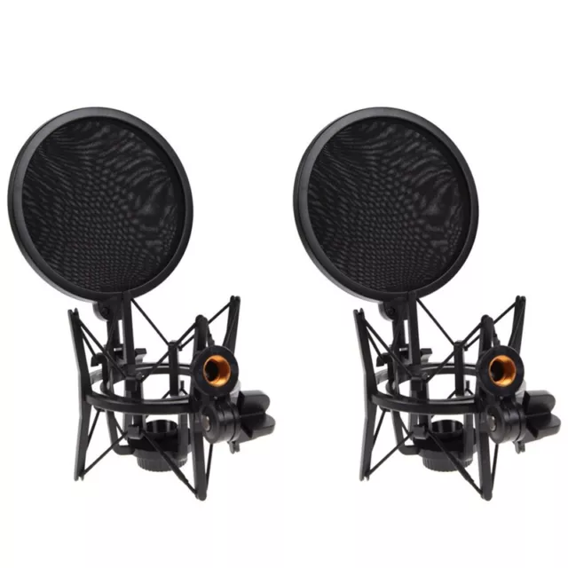 2X Professional Microphone Mic Shock Mount with Shield Articulating Head4133