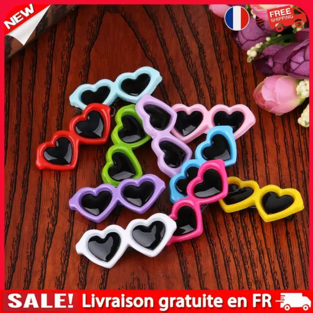 10pcs Dog Hair Bows Anti-break Puppy Heart Hairpin Light Multi-color for Dog Cat