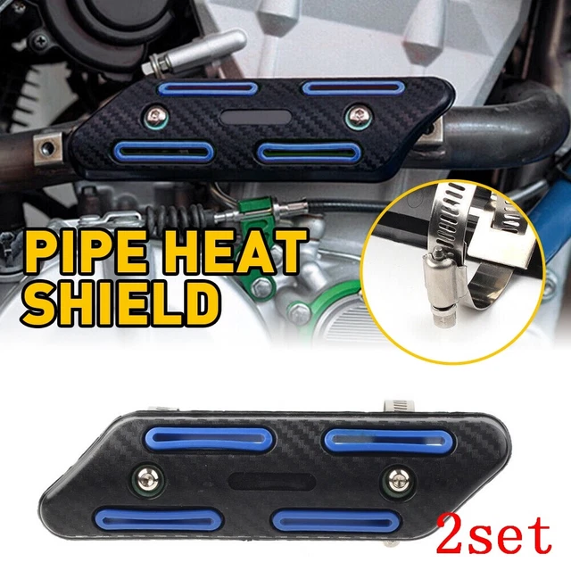 2X Exhaust Pipe Heat Shield Heel Guard For 2003-2019 Honda CRF125F CRF230F Blue