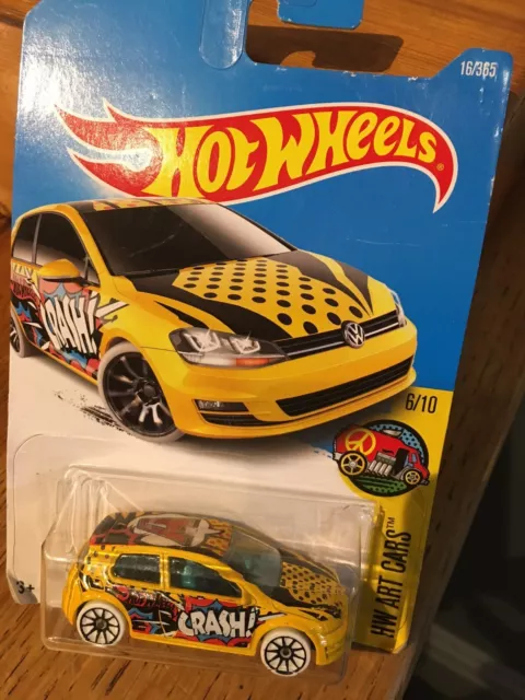 Hot Wheels Volkswagen Golf Mk7 HW Art Cars Yellow DTX92-D7B3 long card boxed