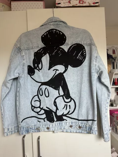 BERSHKA MICKEY MOUSE Denim Jacket Size XS 23.99 PicClick UK