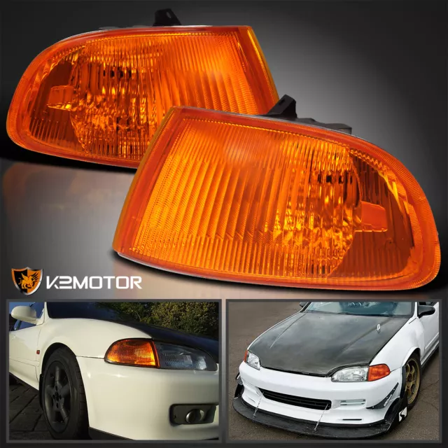 Fits 1992-1995 Honda Civic 2/3Dr EG Amber Corner Lights Turn Signal Lamps LH+RH