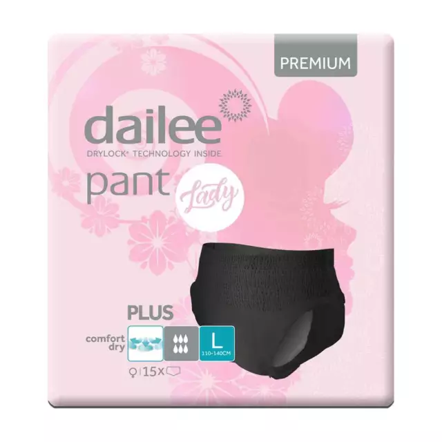 Dailee Pant Lady Plus Black Gr. L Windelhosen 90 Stück Frauen Inkontinenz