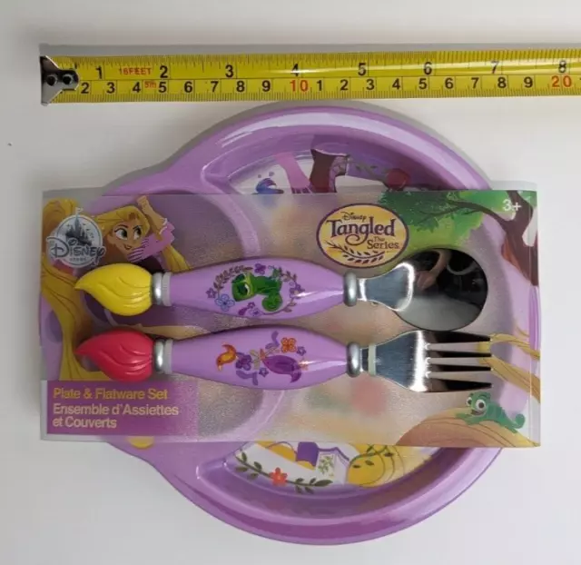 Disney Tangled the Series Rapunzel Kid's Flatware Plate, Fork & Spoon Set New 3
