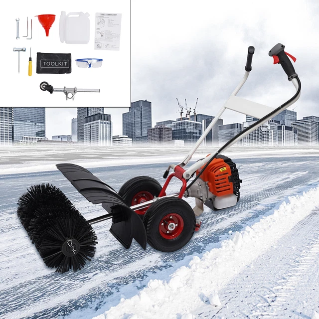 2.5HP 52CC Gas Power Sweeper 2-stroke Turf Grass Snow Cleaning Sweeping Device