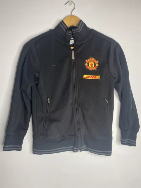 NIKE Kids Soccer Manchester United Black Full Zip Track Jacket Size M 10-12 Yrs