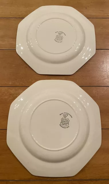 Old Pekin Octagon Green J&G Meakin Royal Staffordshire Ironstone Dinner Plate x2 2