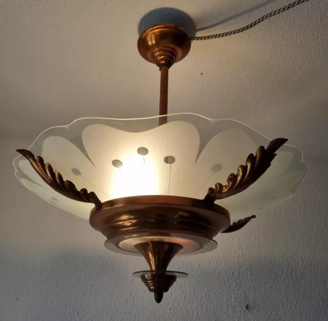 tolle Art Deco Deckenlampe UFO - Schalenlampe - Modernist France um 1940 2