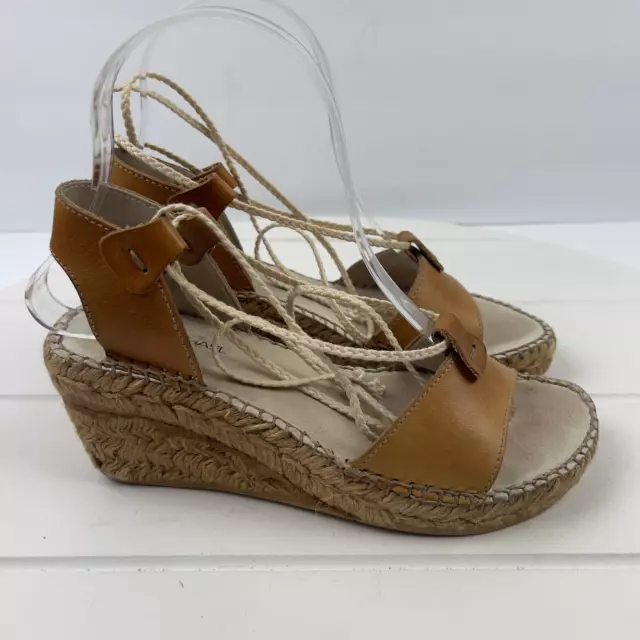 Eric Michael Womens Shoes Espadrilles Wedge Heel Size 5.5-6 EU 36 Tan Ankle Wrap