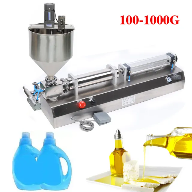 1000ml Pneumatic Filling Mixer Machine Paste Thick Liquid Cream Honey w/ Hopper