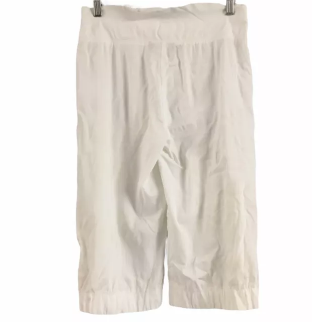 PHILOSOPHY WHITE PULL On 3/4 Pants Size 10 Elastic Waist Split Hem ...