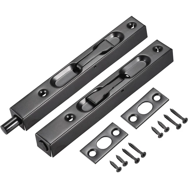 Lot de 2 verrous à levier de protection de porte en acier inoxydable 6 pouces (