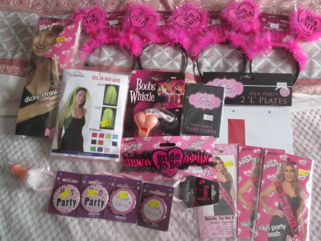 Amazing Bargain Lot Of Bride/Hen Night Accessories All New Good Quality Rrp £50+