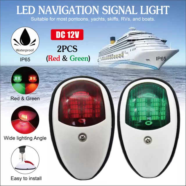 2x LED Waterproof Navigation Lights Port Starboard Marine Yacht Boat