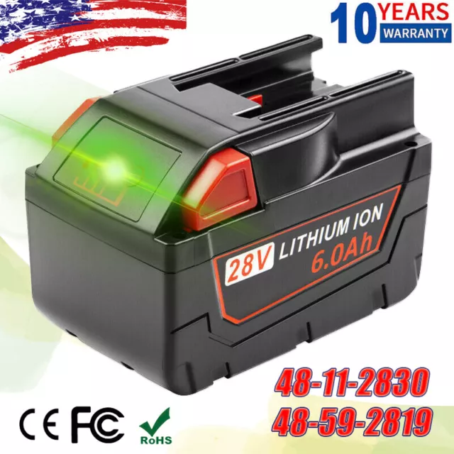 6000mAh 28V For MILWAUKEE M28 V28 Lithium Battery 48-11-2830 48-59-2819 Cordless
