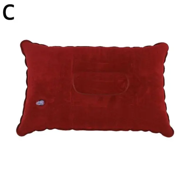 Red Inflatable PVC And Nylon Pillow Soft Blow up Sleep Best Camping Cushion O1O