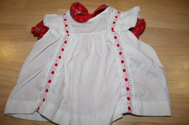 Robe vintage bébé fille mode faon rouge smock extra large garniture en dentelle 29-35lbs
