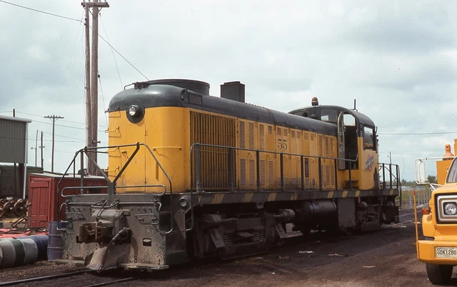Original Slide CNW North Western Alco RS2 #55 - Mason City IA 1975 Ex-CGW