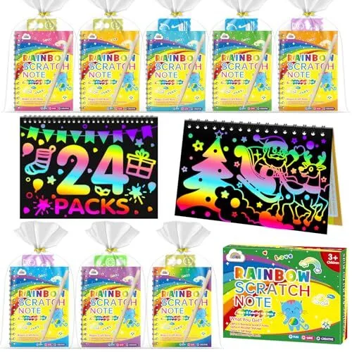ZMLM 2Pack Rainbow Scratch Paper Notebook Magic Drawing Kit, Arts