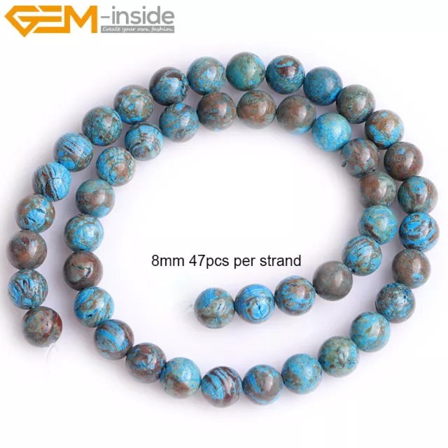 Natural Assorted Gemstone Round Smooth Loose Beads Jewelry Making Strand 15" 8mm