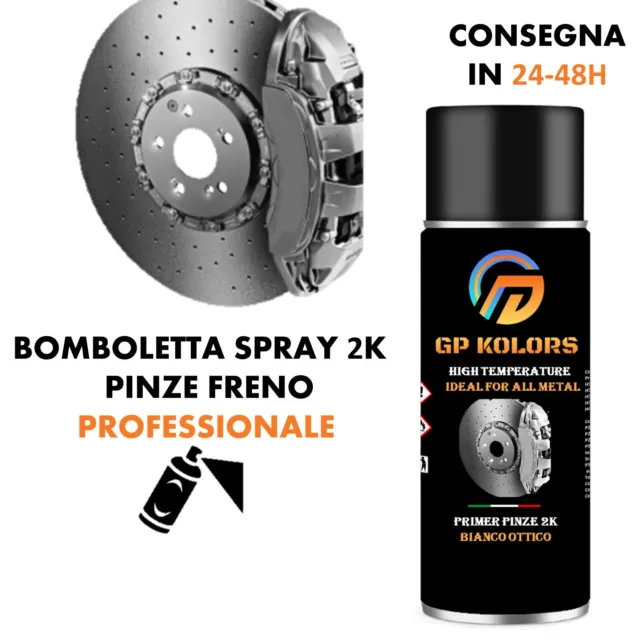 Pinze Freni Primer Spray 2K BIANCO Auto Moto Alta Temp Aggrappante Anticorrosivo