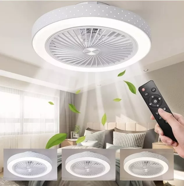 POWROL Reversible Ceiling Fans with Lights, Flush Mount Ceiling Fans with Lamps