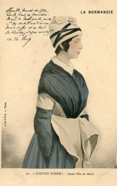 *33096 cpa La Normandie - yesterday's headdresses - young girl in mourning