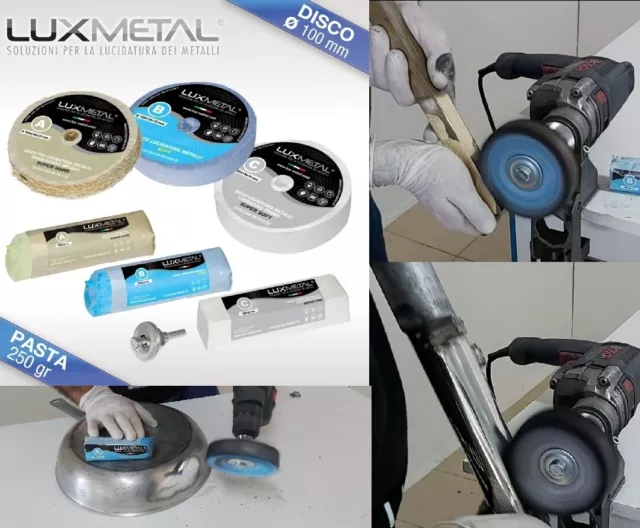 kit lucidatura per lucidare pulire acciaio alluminio disco pasta da lucidatrice