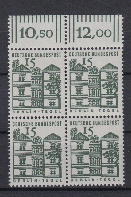 Bund 455 Oberrand 4er Block Deutsche Bauwerke klein 15 Pf postfrisch