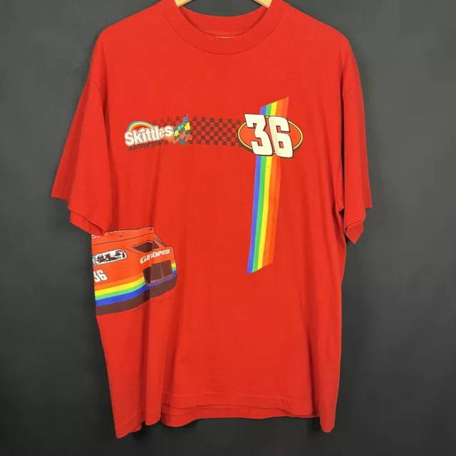 Vintage 1990s Nascar Skittles Racing Shirt Single Stitch Ernie Irvin AOP 1998 XL