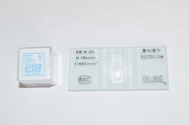 1Pcs Lmproved Hemocytometer Cell Counting Recorder & 100pcs 20x20mm Coverslip