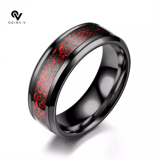 Mens Rings Fashion Silver Celtic Dragon Titanium Stainless Steel Wedding Band uk 2