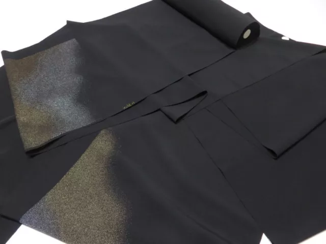 F01z1100  Japanese Kimono Silk TOMESODE BOLT FABRIC  Black 629.9x14.6 2