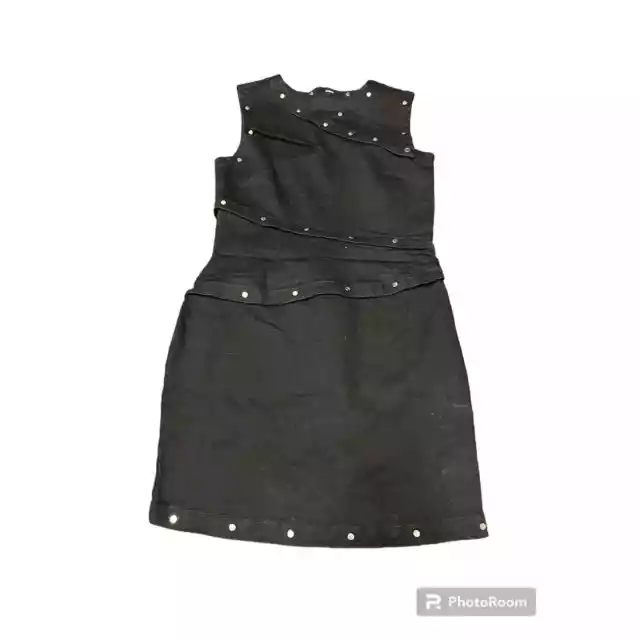 Diesel Womens Size M Moto Style Sheath Dress Cotton Stretch Metal Studs Side Zip