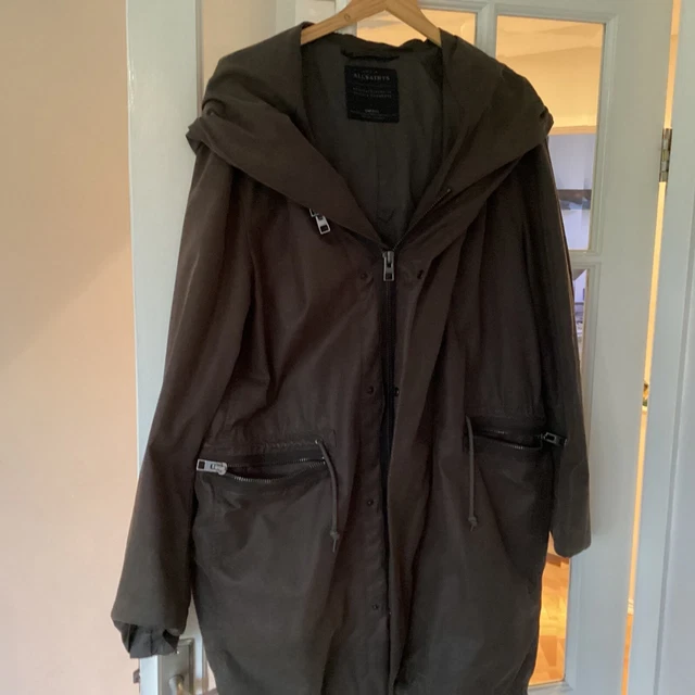 ALL SAINTS COAT Agnes black Lightweight Parka Size S Oversized