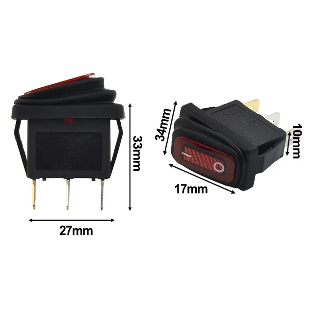 VEXUNGA Lot 10 Interrupteurs à Bascule ON/OFF 2 Broches 15A 250V / 20A 125V Noir - SPST Pour Maison, Auto, Bateau