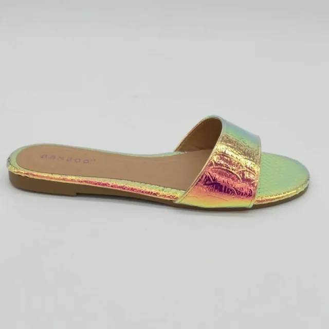 Bamboo Womens Zest 19 Slides Sandals Multicolor Snake Embossed Slip On 7 New