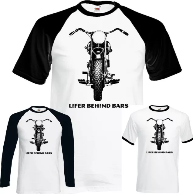 Biker T-Shirt Divertente da Uomo Moto Motocicletta Ergastolano Behind Bars