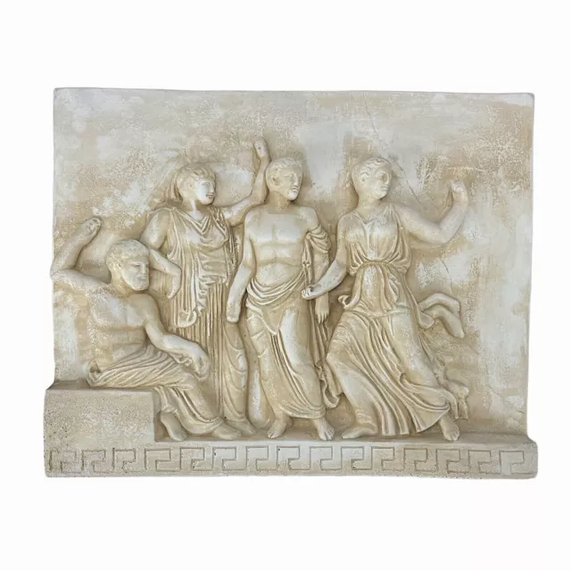 God Zeus with Hera Hermes and Aphrodite on Olympus Relief Wall Decor Sculpture