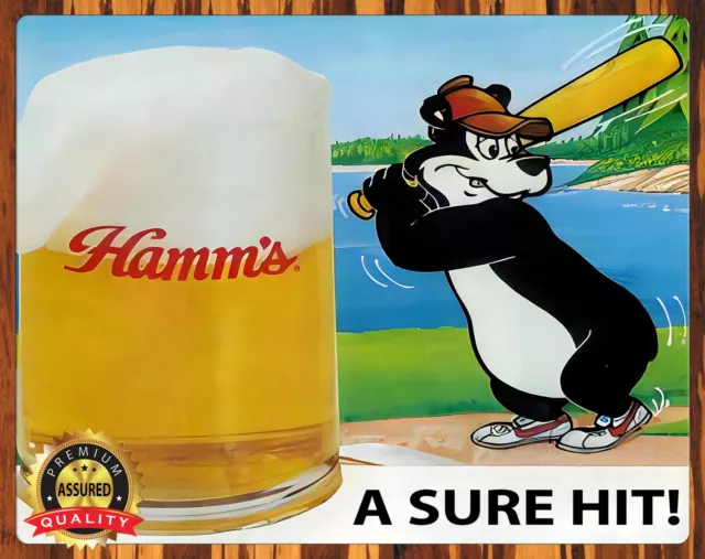 Hamm's Beer - A Sure Hit! - Baseball - Metal Sign 11 x 14