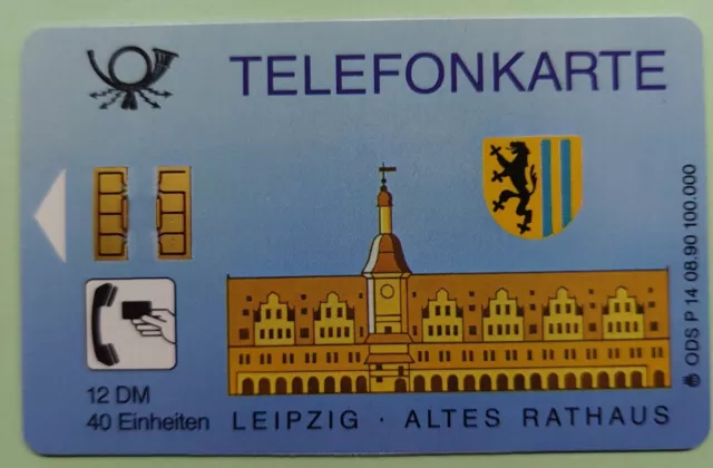 Telekom Telefonkarte  P 14 08.90 , Leipzig 1990, neu, unbenutzt, unbeschädigt