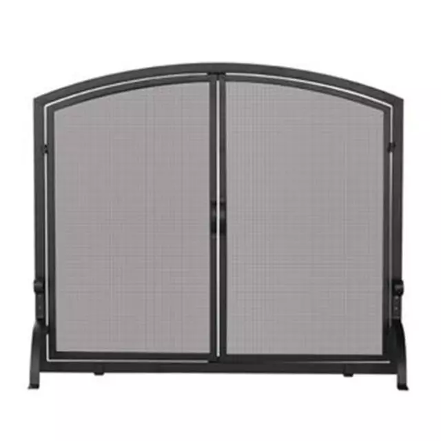 Uniflame S-1064 Single Panel Black Wrought Iron Screen With Doors- Large