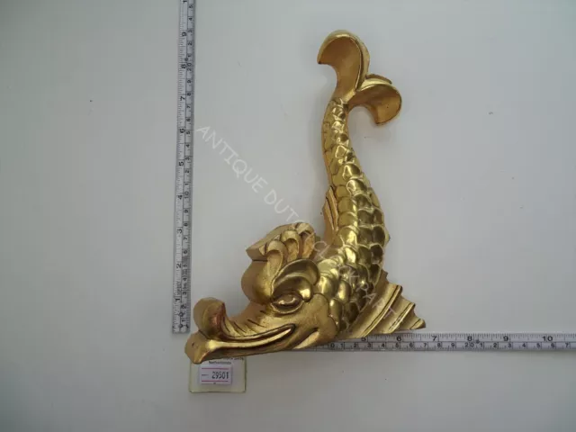 Right Wooden Gilded Fish Ornament For Swedish Westerstrand Baroque Clock